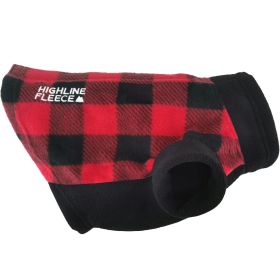 Highline Fleece Dog Coat (Color: Red and Black Plaid, size: Size 26)