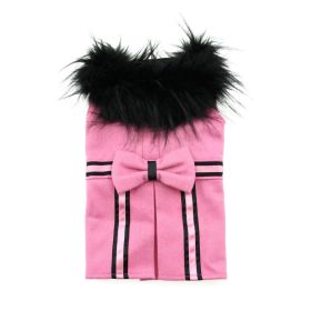Wool Fur-Trimmed Dog Harness Coat (Color: pink, size: large)