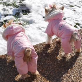 Ruffin It Dog Snowsuit Harness (Color: pink, size: small)